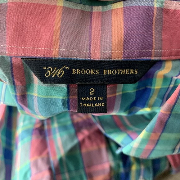 Brooks Brothers 346 Women Size 2 Small Dress Button Front Pink Blue Plaid Polo - Picture 5 of 6